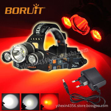 Headlamp for Hunting Red Light T6+2XPE LED Headlight 3 Modes